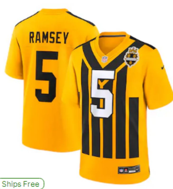 Men 2025 Pittsburgh Steelers #5 Ramsey Yellow Retro Nike Limited NFL Jersey style 01->pittsburgh steelers->NFL Jersey